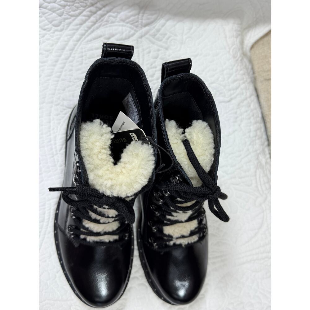 NWT Sorel Women's 10 Lennox Lace Cozy Waterproof Patent Leather Lambswool Boot - Picture 7 of 12